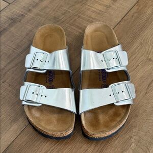Birkenstock Metallic Silver Sandals